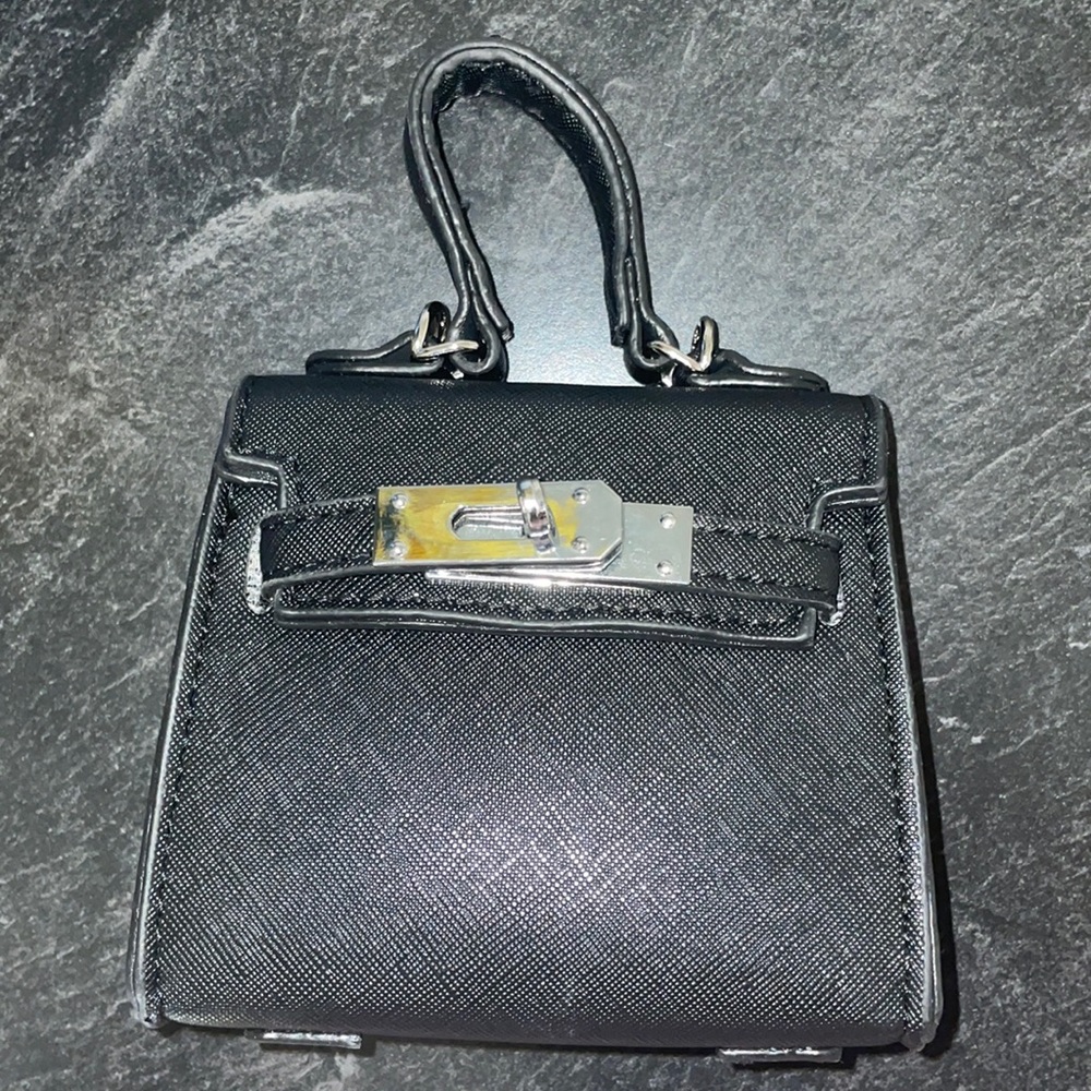 Girls black mini purse with strap